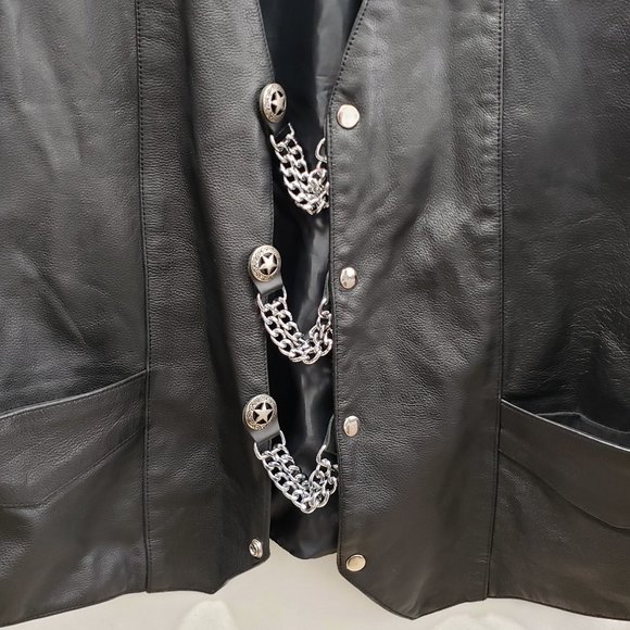 Interstate Leather Black Biker Motorcycle Vest 4XL-T - Picture 11 of 14